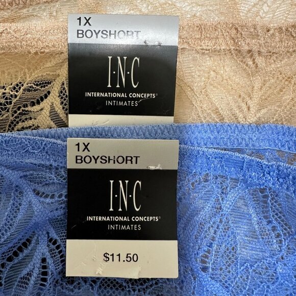 INC Intl Concepts Plus Size 1X Lace Boyshort Panties (2) Pair Frappe Blue NWT - Picture 5 of 6